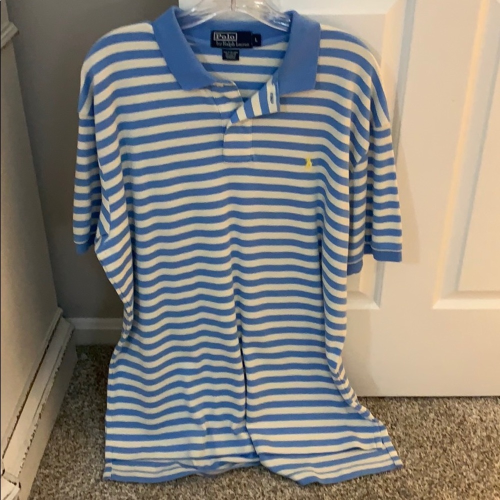 Men’s size large polo white and blue stripes